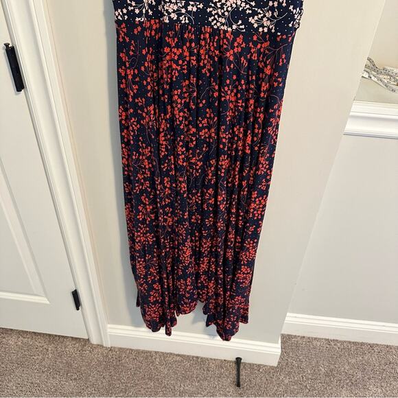 Boden Navy Blue Pink Red Floral Maxi Dress 8L - Picture 5 of 9